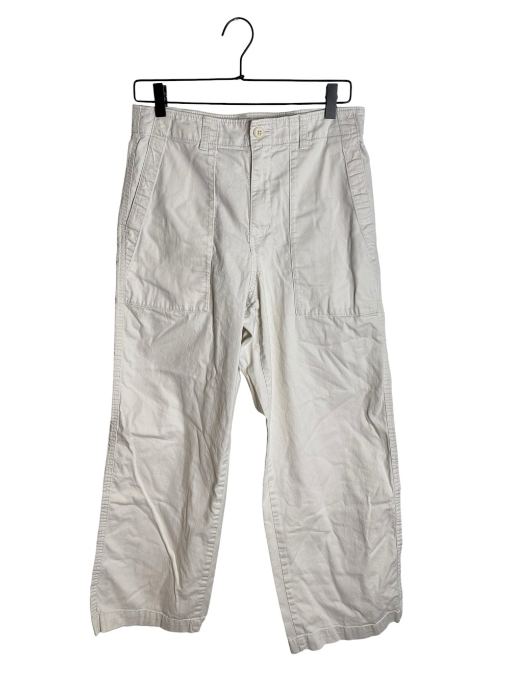 Uniqlo Off White Baker Pants Fatigue Straight Leg Size 27